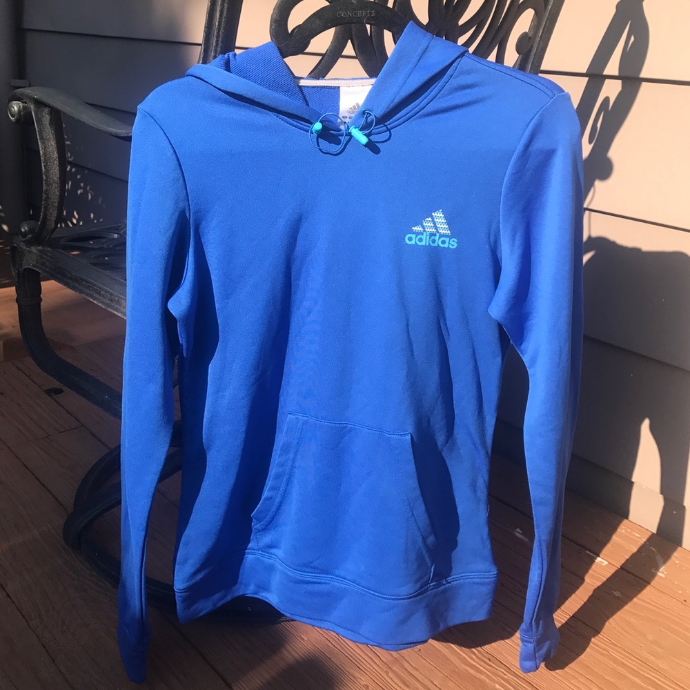 Adidas Blue Striped Sweatshirt Hoodie Size Small